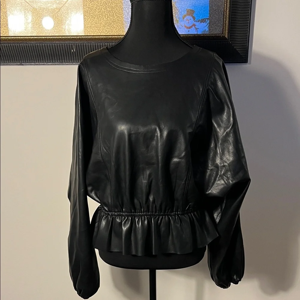Olivaceous Black Faux Leather Top - Picture 1 of 11